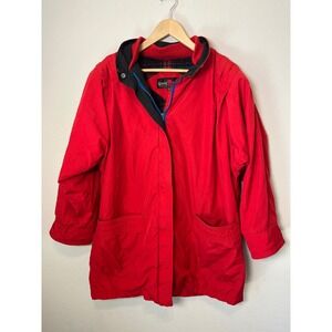 River Edge Fleet Street Vintage Red Plaid Lined Parka Jacket Womens Size 16